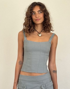 Women's Motel Rocks Ailsa Tie Back Vest Grey | ZTS5274JU