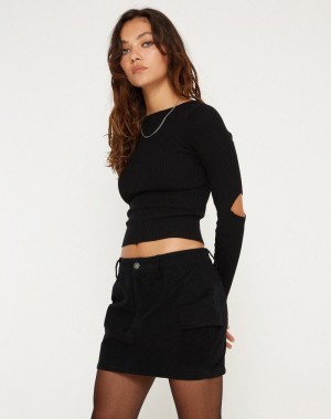 Women's Motel Rocks Ajeng Low Rise Cargo Mini Skirts Black | IFY3778EP