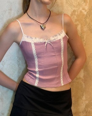 Women's Motel Rocks Alexa Corset Vest Pink | KDF7277LQ