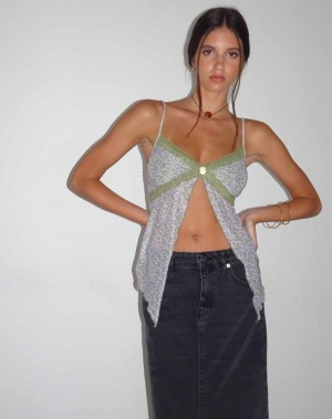 Women's Motel Rocks Aliqa Mesh Butterfly Vest Green Rose | GKW6160QX