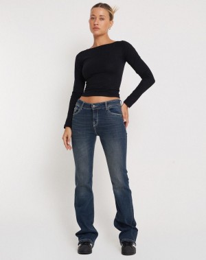 Women's Motel Rocks Amabon Long Sleeve Cropped Tops Black | BOO6860YH