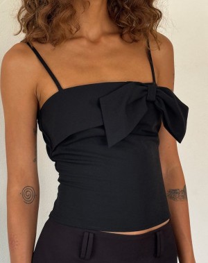 Women's Motel Rocks Antlia Bow Cami Tank Top Black | FNY8326AO