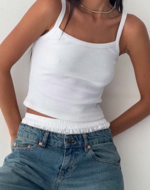 Women's Motel Rocks Aus Ribbed Top Vest White | QAJ8666AV