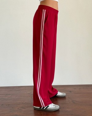 Women's Motel Rocks Bennett Wide Leg Trousers Red Pink | SMC6064PJ