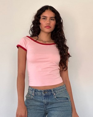 Women's Motel Rocks Bitha Cropped Tops Pink Red | ACS3969JN