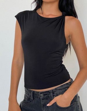 Women's Motel Rocks Cambrie Asymmetrical Sleeveless Top Vest Black | EDN9213YQ