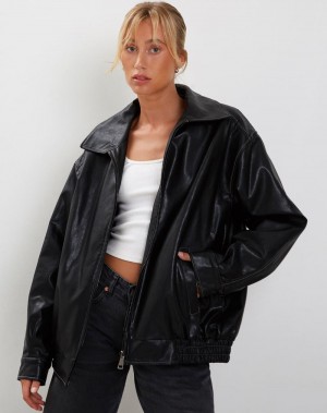 Women's Motel Rocks Cavita Leather Jackets Black Grey | IMR3572HU