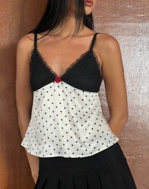 Women's Motel Rocks Dalinda Cami Tank Top Black White | KRI3847UE