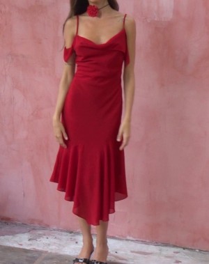 Women's Motel Rocks Dansya Midi Chiffon Midi Dress Red | IOW1659AS