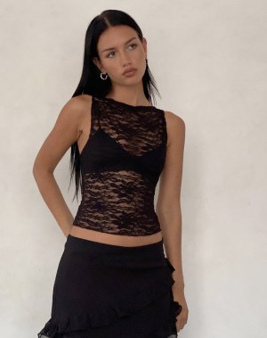 Women's Motel Rocks Dwira Lace Top Vest Black | MNW2665YO