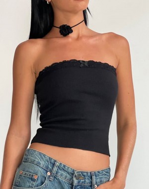 Women's Motel Rocks Ernie Rib Bandeau Black | YEH4253TH