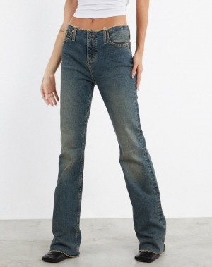 Women's Motel Rocks Frayed Low Rise Jeans Brown Blue | OLR7158FL