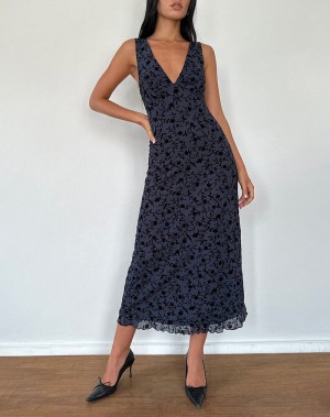 Women's Motel Rocks Gabriela Midi Dress Navy | TTP2830DM