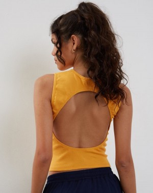 Women's Motel Rocks Gelsho Open Back Tank Top Yellow | NWV696NR