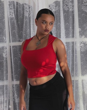 Women's Motel Rocks Jinsu Cropped Tops Red | QHQ1946NU