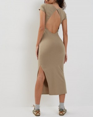 Women's Motel Rocks Kasor Open Back Midi Dress Brown | YZG4126SB