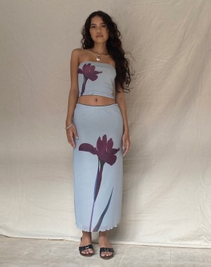 Women's Motel Rocks Lassie Midi Skirts Blue Purple | IDR1311TO