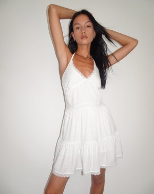 Women's Motel Rocks Londyn Tiered Halter Mini Dress White | PMO1272HM