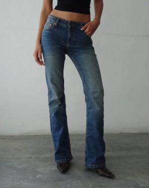 Women's Motel Rocks Low Rise Bootleg Jeans Blue | RTA24AC