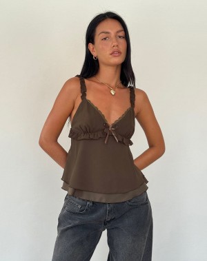 Women's Motel Rocks Melinda Frill Cami Tank Top Green | BWI5174AE