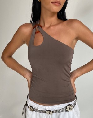 Women's Motel Rocks Odette O Ring Detail Vest Grey Brown | HYG353LV