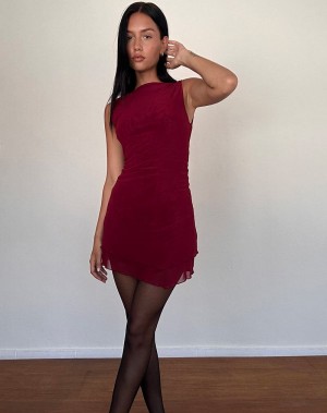 Women's Motel Rocks Renata Asymmetrical Mini Dress Red | JWL968BV