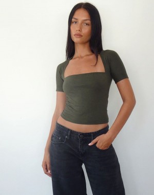 Women's Motel Rocks Requa Cropped Tops Green | LQW5323BK