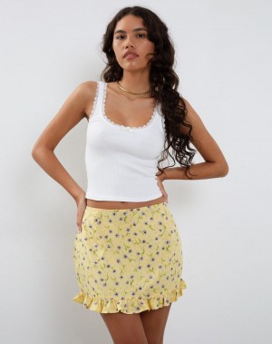 Women's Motel Rocks Ribay Mini Skirts Yellow | PCM11100MF