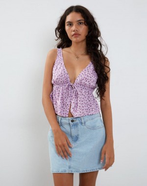 Women's Motel Rocks Rolia Tie Front Vest Purple Rose | SYE7743ON