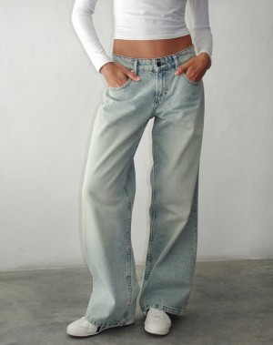 Women's Motel Rocks Roomy Extra Wide Low Rise Jeans Light Blue | KIQ7215CS