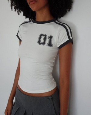 Women's Motel Rocks Salda Sporty Tee T Shirts White | PQT6123KM