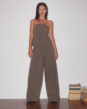 Women's Motel Rocks Salisu Wide Leg Trousers Grey Brown | HKJ1845MB