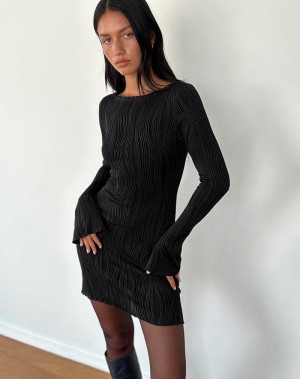 Women's Motel Rocks Sevila Long Sleeve Mini Dress Black | RRR3474VG