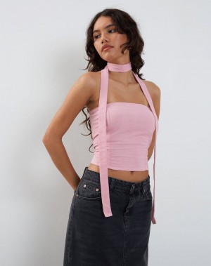 Women's Motel Rocks Shaloe And Scarf Set Cropped Tops Pink | NYG7643LW