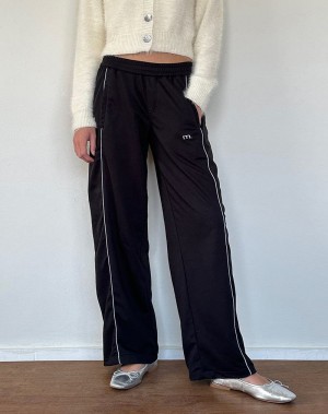 Women's Motel Rocks Shobi Wide Leg Joggers Black Grey | VTO6333CK