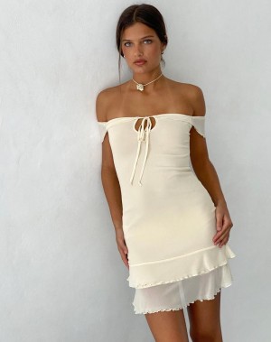 Women's Motel Rocks Valory Bardot Mini Dress White | HJF9761ER