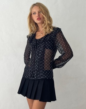 Women's Motel Rocks Zinnia Blouse Black | ZPQ4124RD