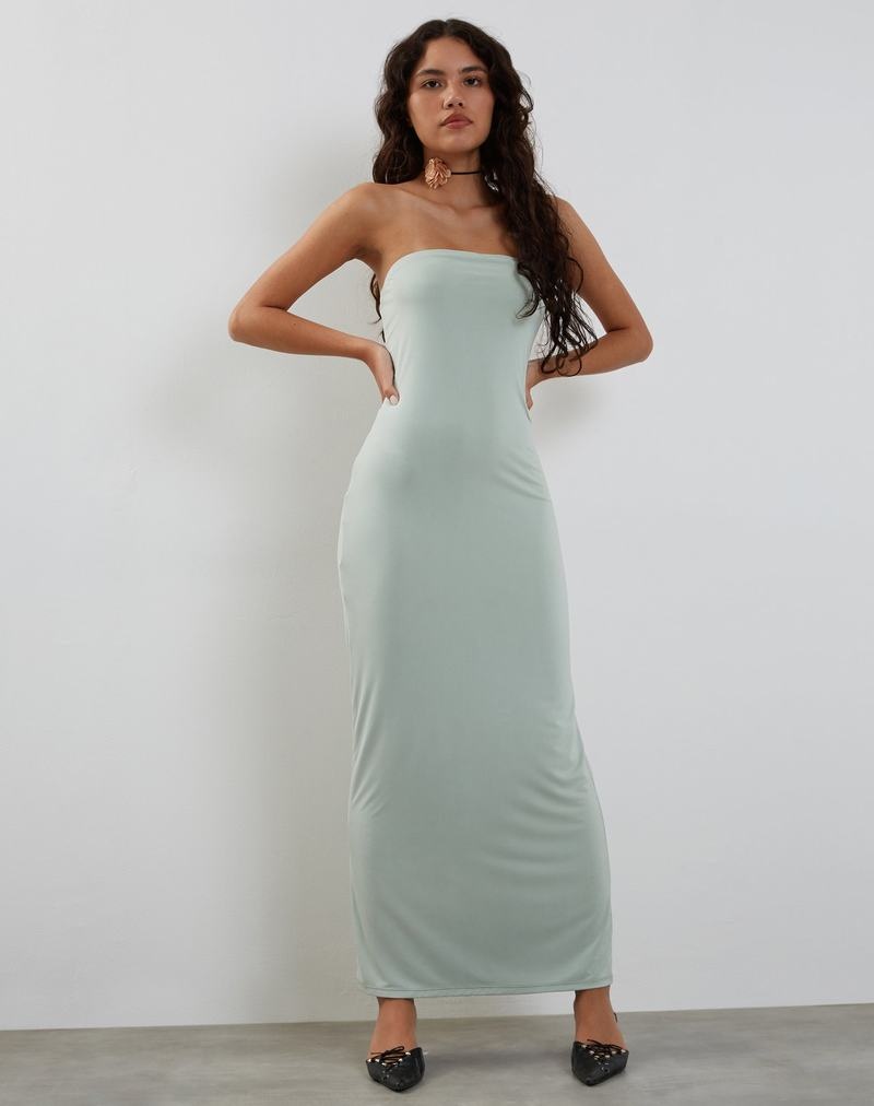 Women's Motel Rocks Annalise Bandeau Slinky Maxi Dress Light Blue | SWZ6964EQ