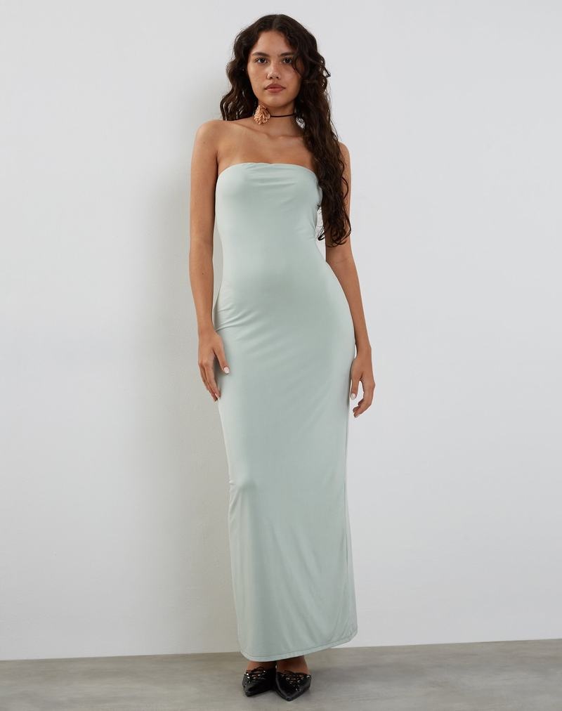 Women's Motel Rocks Annalise Bandeau Slinky Maxi Dress Light Blue | SWZ6964EQ