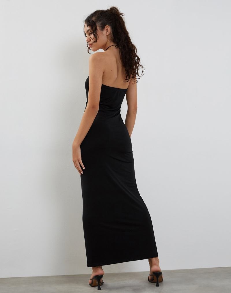 Women's Motel Rocks Annalise Bandeau Slinky Maxi Dress Black | OJQ6729JI