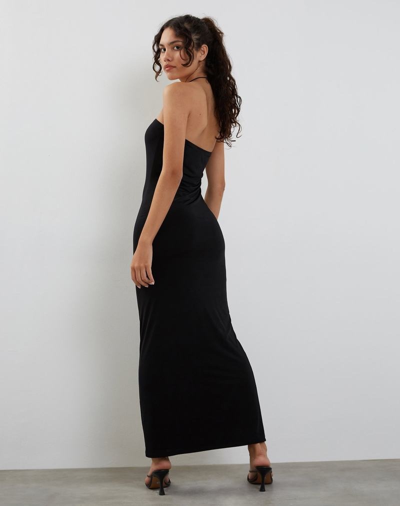 Women's Motel Rocks Annalise Bandeau Slinky Maxi Dress Black | OJQ6729JI