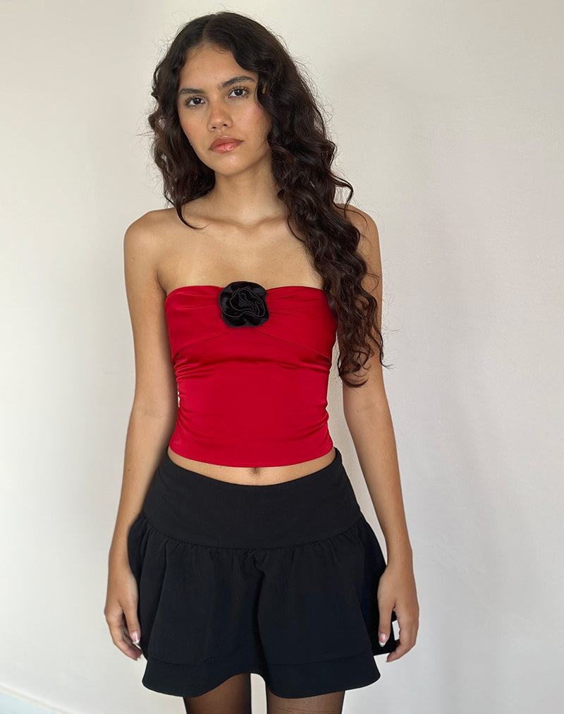 Women's Motel Rocks Astrum Satin Bandeau Red Black | CCM1622RU