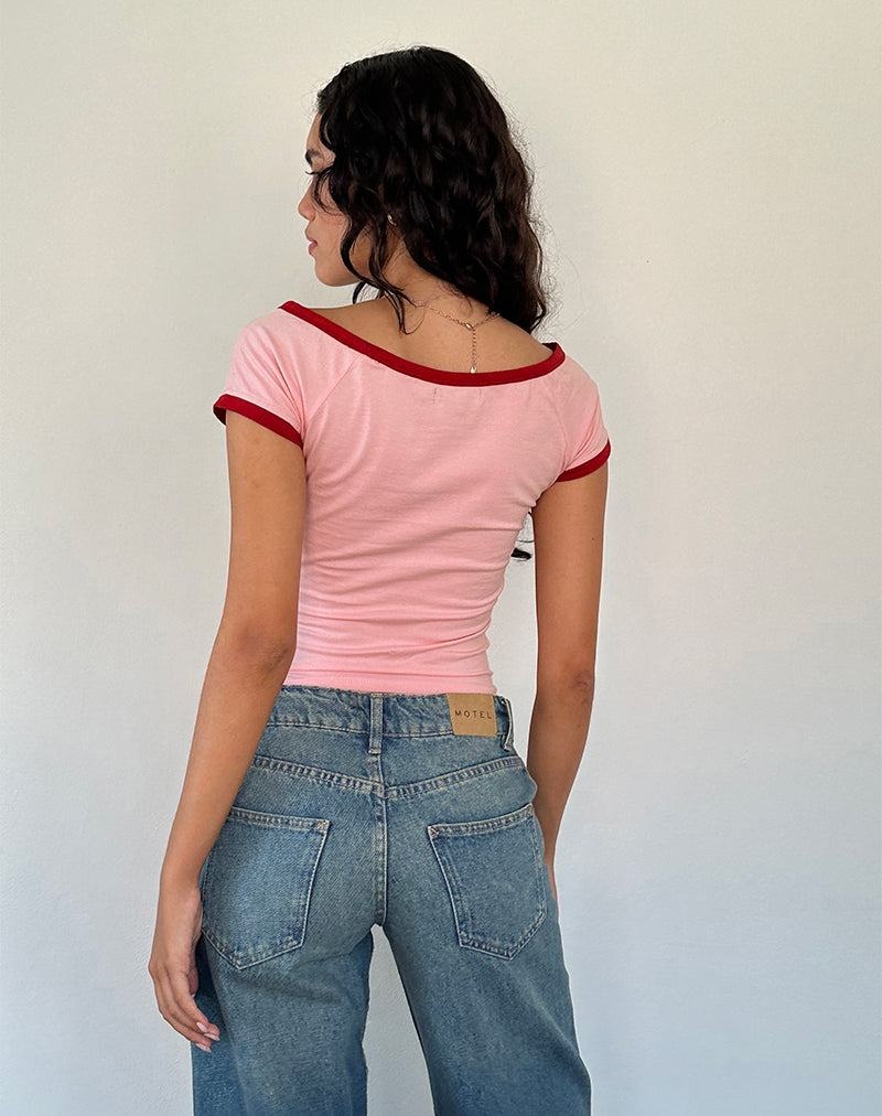 Women's Motel Rocks Bitha Cropped Tops Pink Red | ACS3969JN