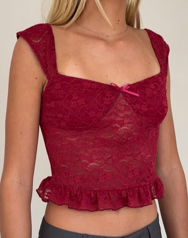 Women's Motel Rocks Brietta Cami Tank Top Dark Red | OUY421TS