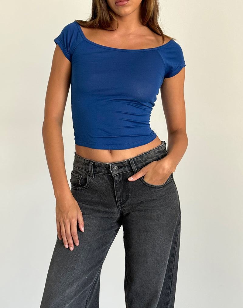 Women's Motel Rocks Charya Off The Shoulder T Shirts Blue | XII2317KT