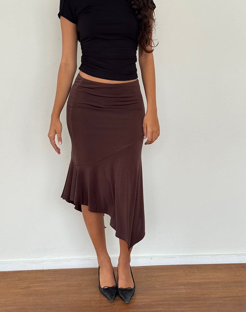 Women\'s Motel Rocks Cinta Low Rise Midi Skirts Dark Brown | MYO1681KL