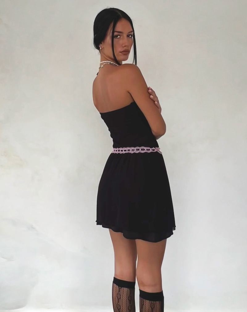 Women's Motel Rocks Cleodora Bandeau Mesh Mini Dress Black Pink | PGQ2570WN