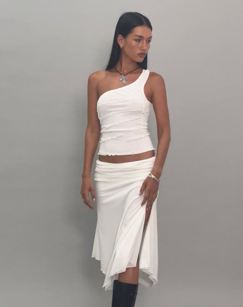 Women's Motel Rocks Cochise Seam Detail One Shoulder Mesh Vest White | ABS2562XV