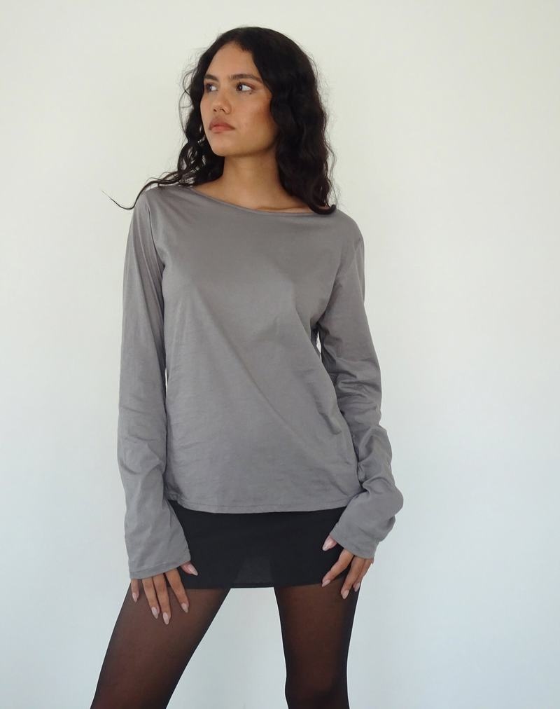 Women's Motel Rocks Damon Baggy Long Sleeve T Shirts Grey | OJQ8733PE