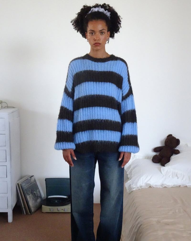 Women's Motel Rocks Daren Knitted Oversized Jumpers Brown Blue | QCW3780GZ